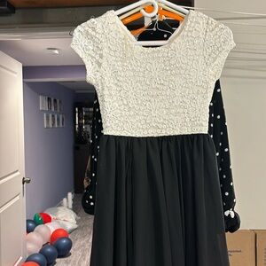 White and black girl’s dress , may be worn  as formal and casual !!